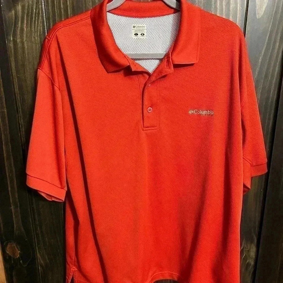 Columbia Omni-Shade PFG InnisFree Short Sleeve Polo Fishing Tee in Salmon - Picture 9 of 10
